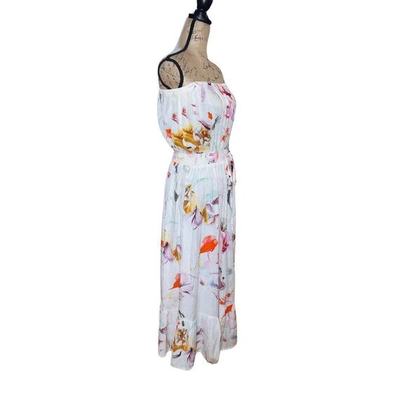 Plum Pretty Sugar White Floral Strapless Casual Women’s  Maxi Dress Bridesmaid L - Picture 7 of 11